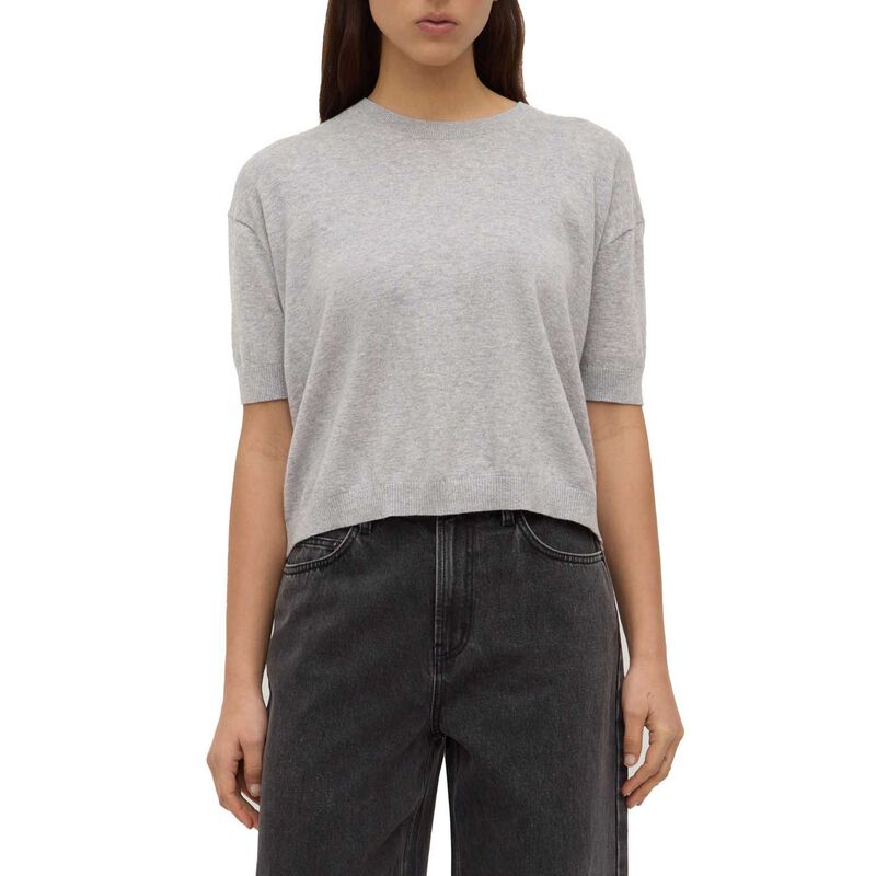 Assembly Label Vanya Cotton Cashmere Boxy Knit Tee Grey Marle image number 0
